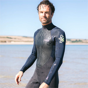 2023 C-Skins Mens Element 3/2mm Back Zip Wetsuit C-EL32STM - Anthracite / Slate / Lime